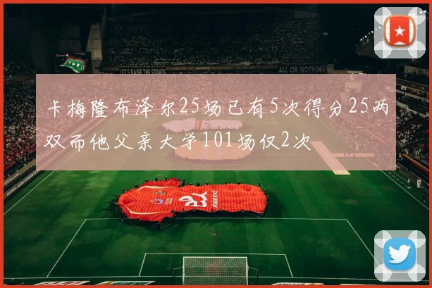 卡梅隆布泽尔25场已有5次得分25两双而他父亲大学101场仅2次
